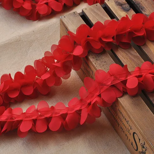 Красивые красные фиолетовые белые модные 3D свадебные кружевные шифоновые цветы