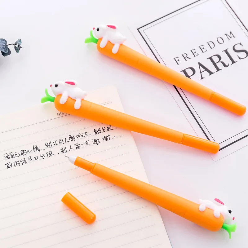 2 шт милые гелевые ручки с морковкой и кроликом корейские Kawaii Papelaria черные
