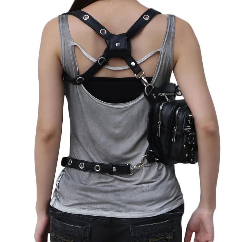 Yulyye Новый Панк Сумки локомотив мешок падения нога Многофункциональный Мода Рок