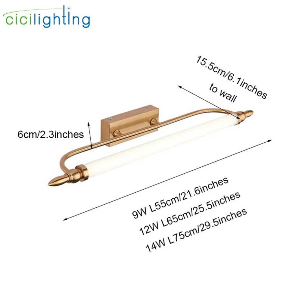 L55cm L65cm L75cm светодиодный зеркальный светильник Водонепроницаемый современные