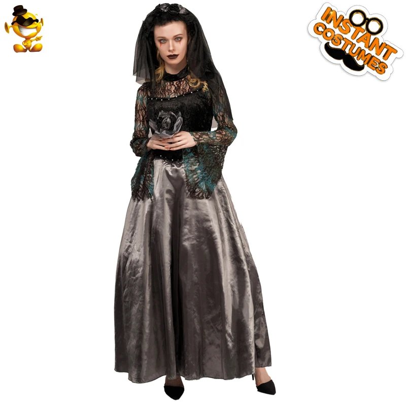 

Halloween Women Scary Ghost Bride Costume Adult Party Fancy Dress Deluxe Gothic Vampire Outfits Suits Girls Cosplay Clothing