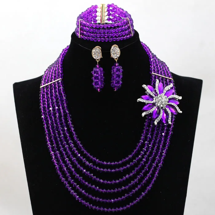 Подвески 6 слоев фиолетовые африканские Ювелирные наборы хрустальные бусины для