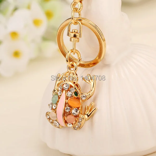 Fashion Frog Key chain Keyring Holder Gold-plated Rhinestone Keychains Girls Gift Free Shipping Wholesale Lots | Украшения и