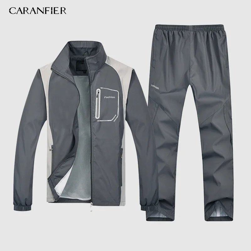 CARANFIER, новинка, мужская куртка, дышащие, для рыбалки, водонепроницаемые куртки, 2 шт, мужской комплект, спортивная куртка+ штаны размера плюс L-5XL