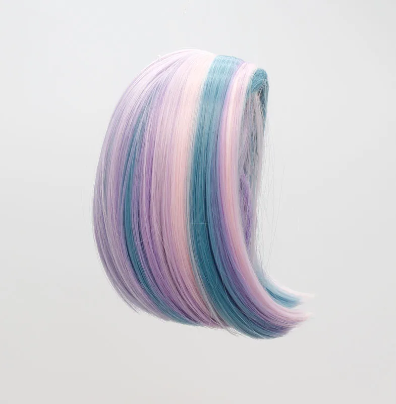 Heat resistant fiber short blue pink purple blended girl style doll wigs for 18'' Height American accessories | Игрушки и хобби