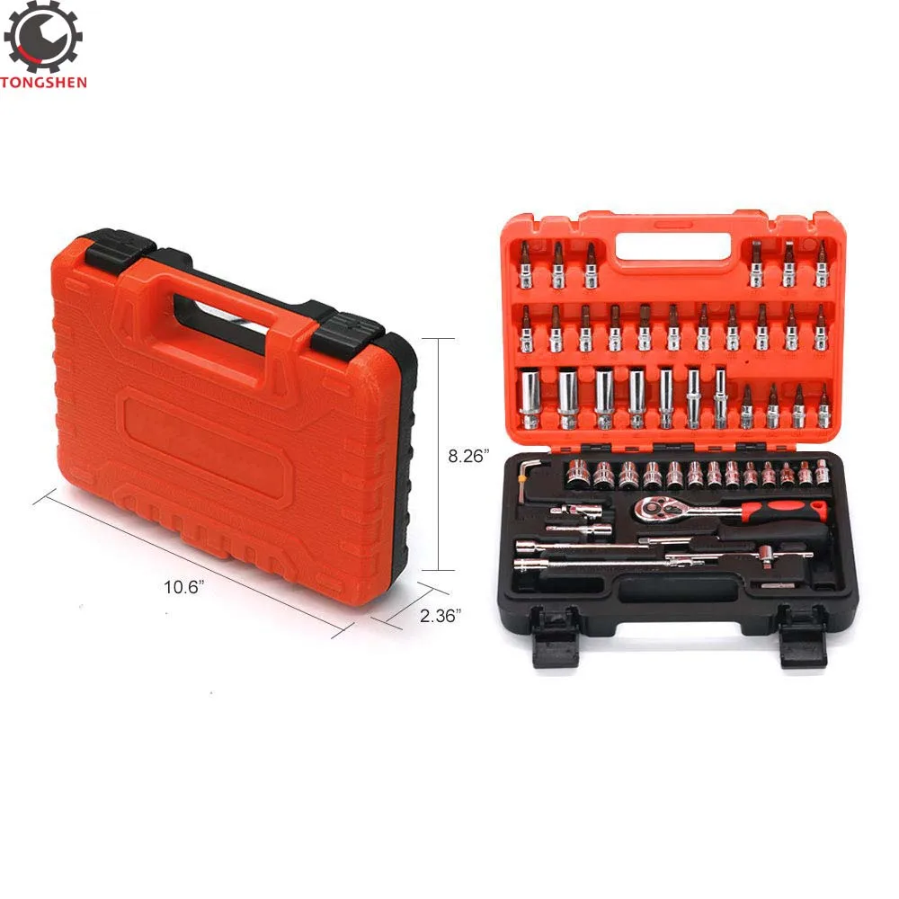 53pcs 1/4-Inch Car Auto Automobile Motorcycle Repair Tool Ratchet Wrench Drive Socket Set with Case and Pear Head | Инструменты