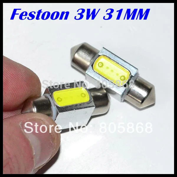 2X высокое Мощность светодиодный гирлянда 3W 31mm Авто led для автомобиля номерного
