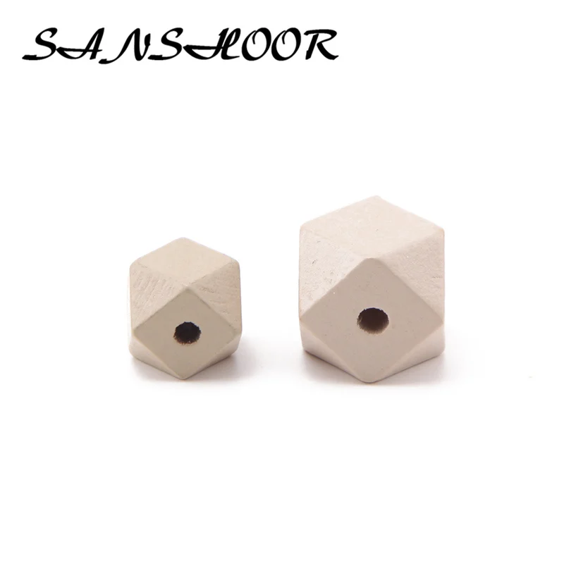 Beige 21 each 20pcs SANSHOOR, персонализированные шестиугольные радужные деревянные бусины, геометрическое дерево, ремесло для Diy, брелки для ключей, Женские Ювелирные изделия, Микс 15 мм 20 мм 40 шт - Цвет: Beige 21 each 20pcs