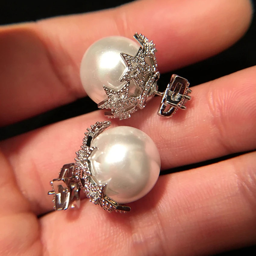 Модные Винтажные жемчужные серьги-гвоздики с шариками для женщин серебряные
