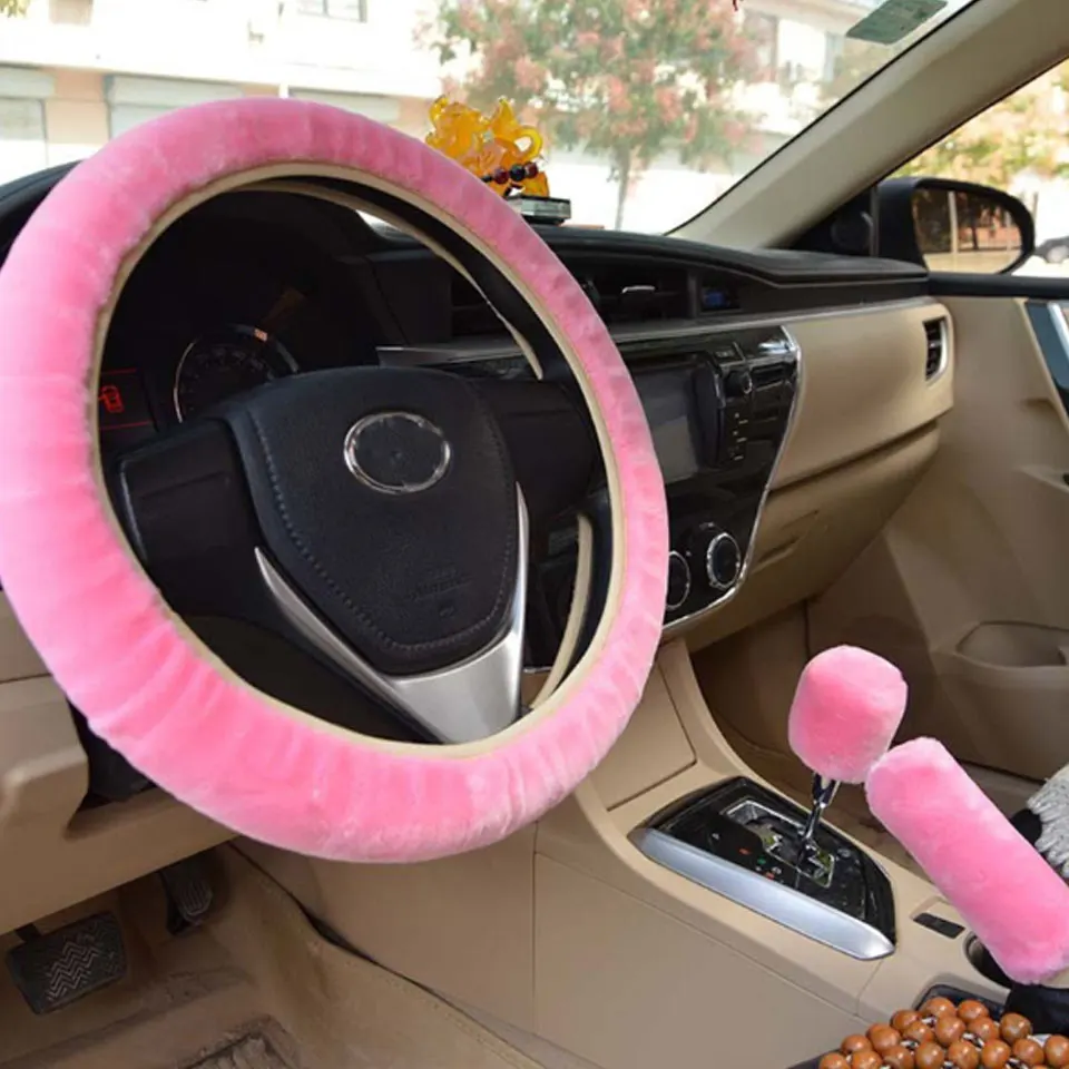 Универсальный руль плюшевый чехол рулевого колеса автомобиля оплетка+ крышка ручного тормоза+ Автомобильные автоматические Чехлы Набор интерьерных аксессуаров