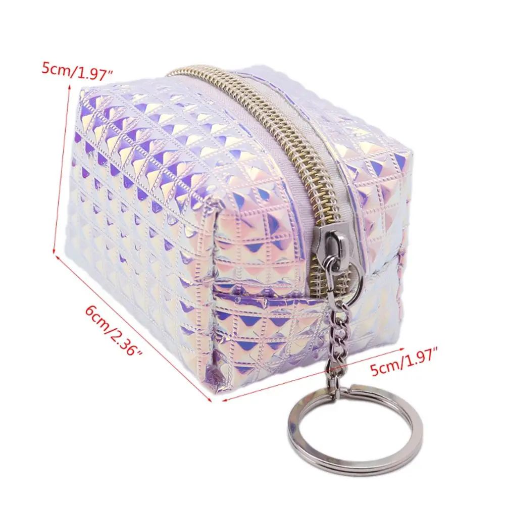 

Fashion Women Hologram Mini Coin Change Purse Faux Leather Wallets Holographic Laser Zipper waterproof Small Bag