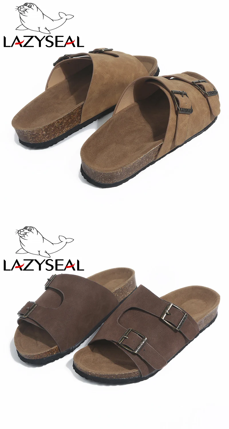 LazySeal/летние пробковые тапочки, женская обувь с пряжкой, шлепанцы, женская обувь, сандалии, вьетнамки, пляжные сандалии на плоской подошве на каблуке, большой размер 44