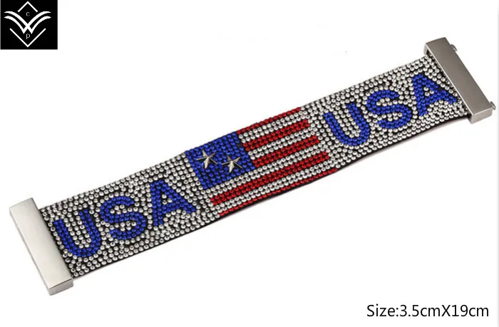 Модный хип-хоп американский флаг Стразы мужской женский браслет горячая