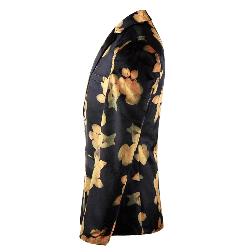 YUNCLOS Мужской Блейзер тонкий цветочный принт Свадебный костюм куртки для мужчин