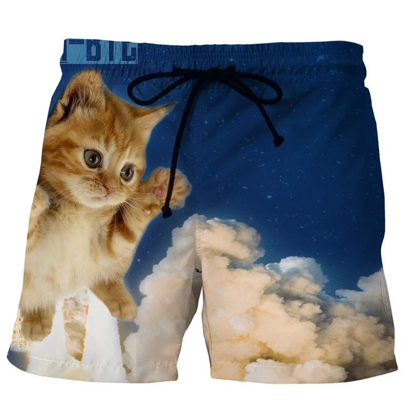

Cloudstyle Animal 3D Shorts Men Funny Rocket Cat 3D Print Casual Fashion Board Shorts Breathable Summer Hawaii Streetwear Hot