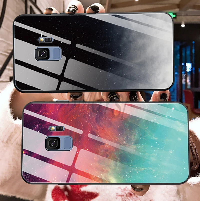 Роскошные Стекло чехол для samsung Galaxy S10 S9 S8 плюс S10E A6 A7 A8 A9 ТПУ+ Стекло задняя крышка для M10 M20 A10 A30 A40 A50 A70