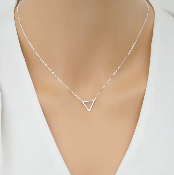 

30PCS- Tiny Open Triangle Necklaces Chevron Triangle Outline Necklace Simple Geometric V Necklace for Women