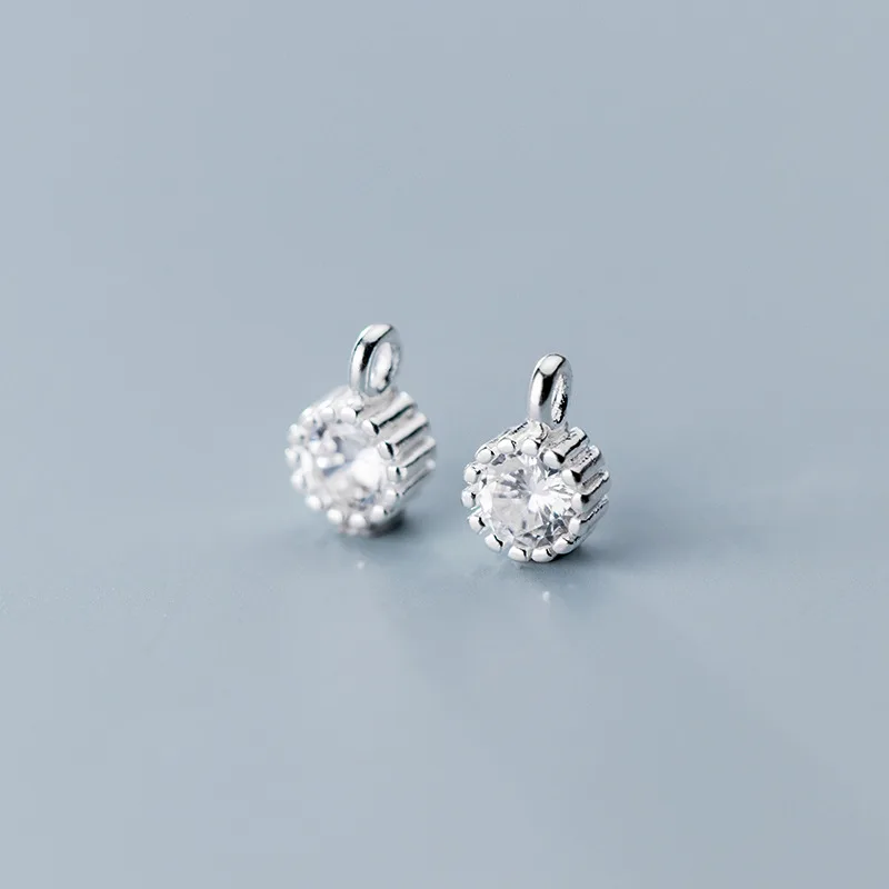 silver 1pcs 925 пробы серебряный маленький круглый ААА Циркон Подвески Европейская мода орнамент S925 Серебряные Подвески DIY аксессуары для изготовления ювелирных изделий - Окраска металла: silver 1pcs