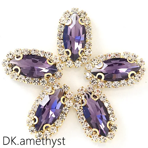 DK.amethyst 20 шт конский глаз лист пришить на коготь стразы шьют на стекло стразы шьют на Стразы с золотым коготь использовать для свадебного платья обувь B1078 - Цвет: DK.amethyst