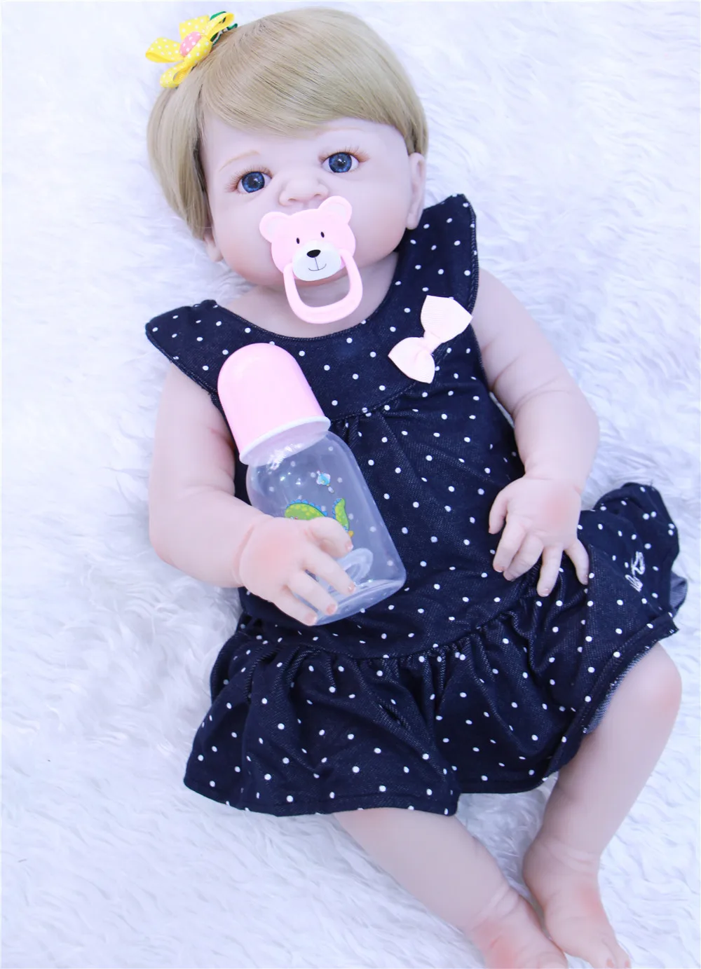 22 &quot55 см 100% полное тело силиконовый Возрожденный младенец принцесса bebe