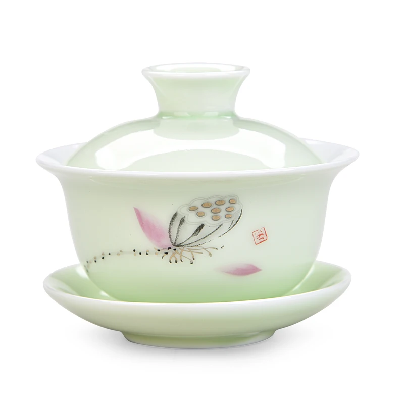 Чайная чашка Gaiwan чайная из белого фарфора высокого качества ручная роспись для