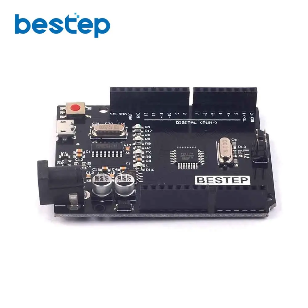 Макетная плата ATmega328P CH340 CH340G для Arduino черная без USB-кабеля | Электронные компоненты