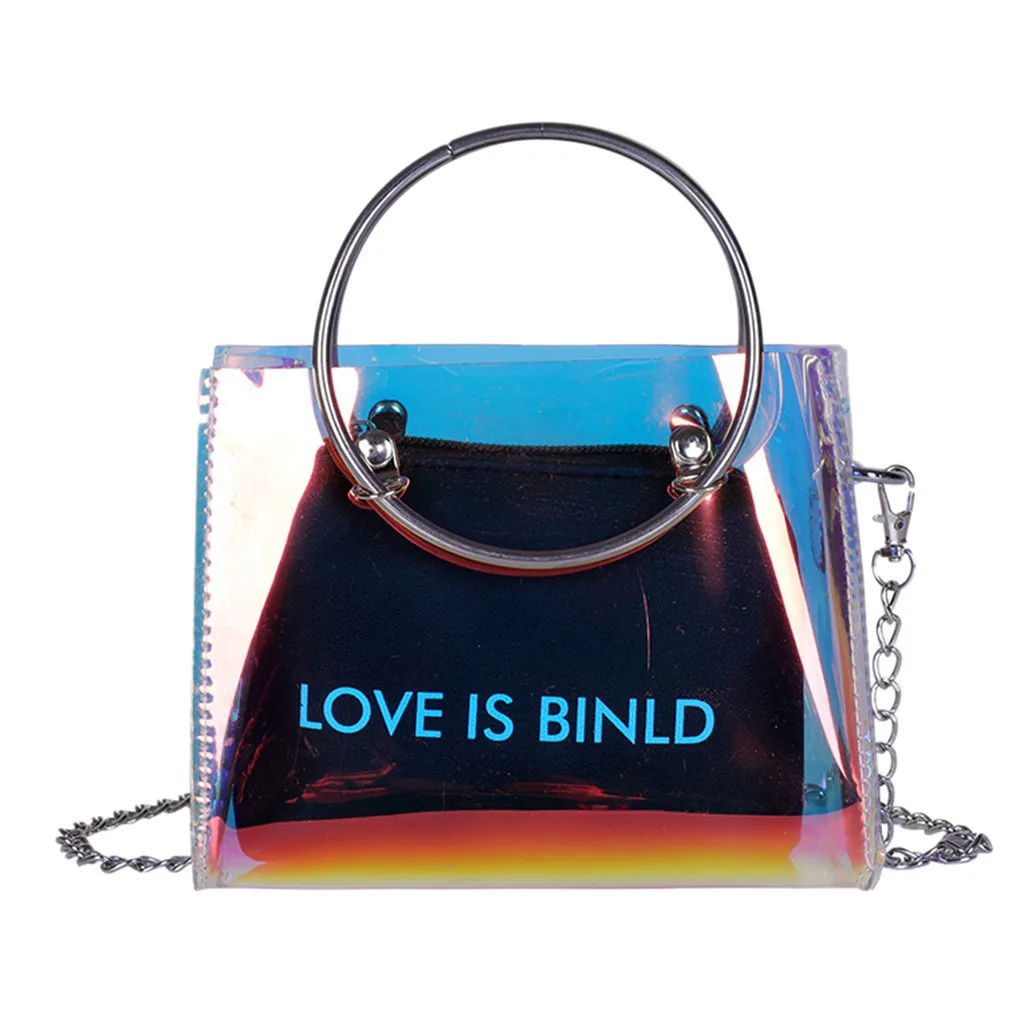 Женская прозрачная квадратная сумка на плечо сумка-мессенджер + сумочка-кошелек