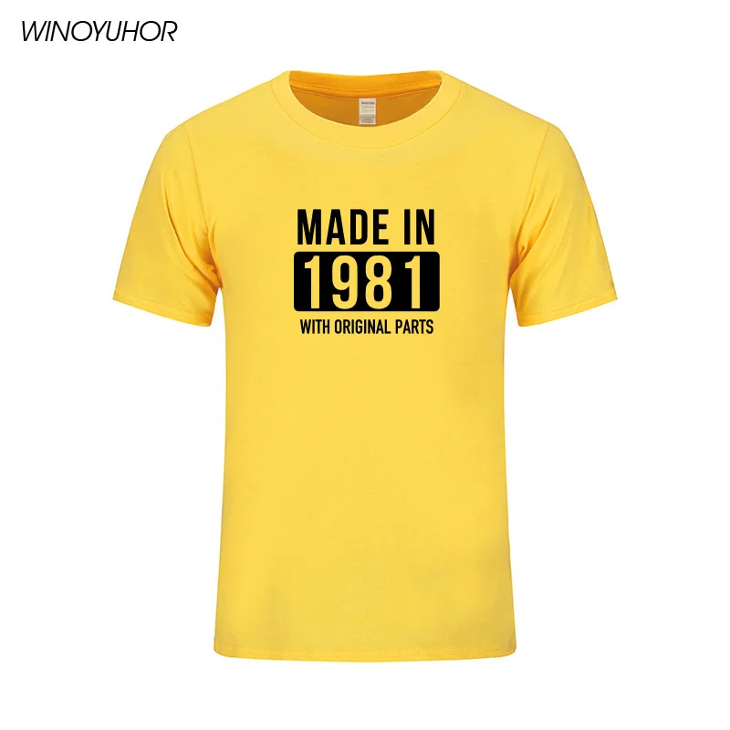 Yellow Забавная футболка сделано в 1981 г. Футболка с буквенным принтом Ограниченная серия 38 подарок на день рождения Ностальгический год Humour Tee Camisetas Masculina - Цвет: Yellow
