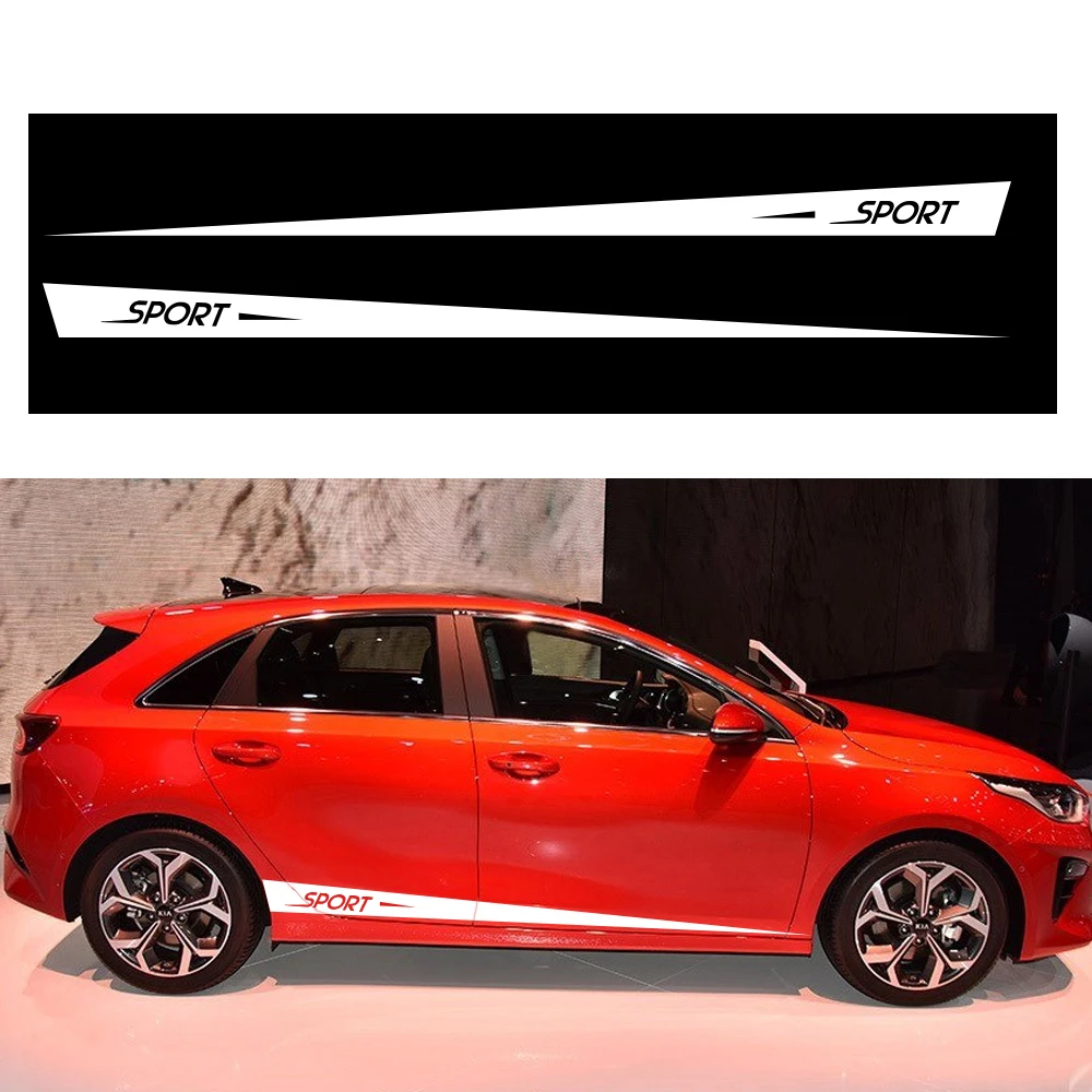 Для Kia Ceed Forte Soul Stonic Sportage Cerato Rio Sedan Niro гоночные боковые полосы наклейки виниловые 1