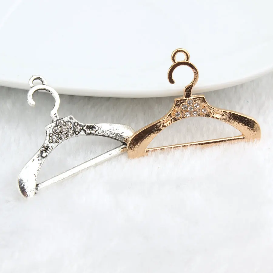

10pcs/Bag Rhinestone Hanger Charms Bracelets Vintage Silver Hanger Metal Fashion Pendant For DIY Earring Accessories Craft YZ066