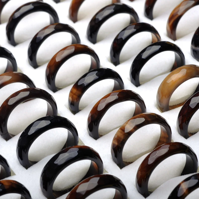 10 шт./партия Микс из натурального камня кольца ювелирные изделия для мужчин и