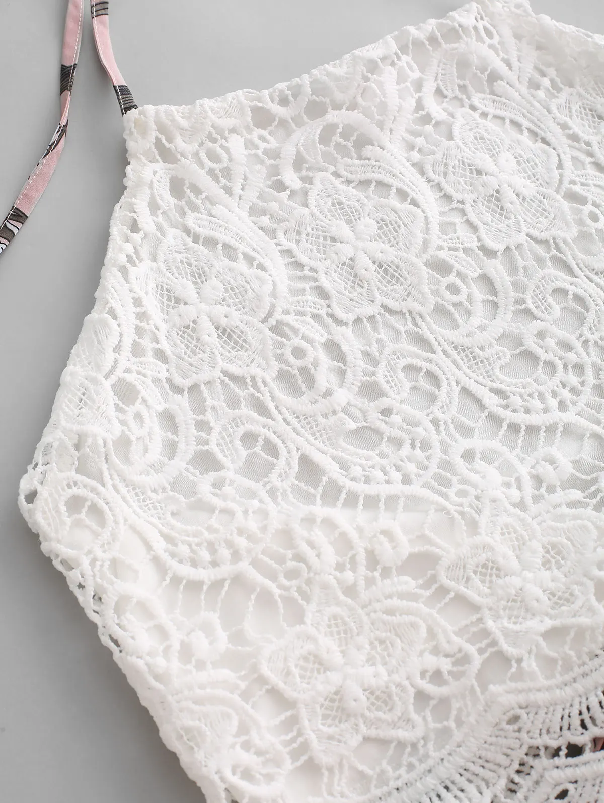 ZAFUL Lace Panel Floral Halter Two Pieces Suit Chic High Waist Sleeveless Women's Sets Vintage Pullover Crop Top And Shorts 2019 | Женская