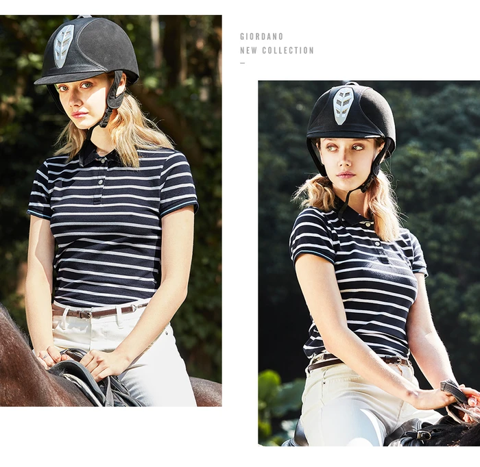 Giordano женская футболка Polo в полоску с короткими рукавами slim fit,имеет несколько цветовых решений и размеров