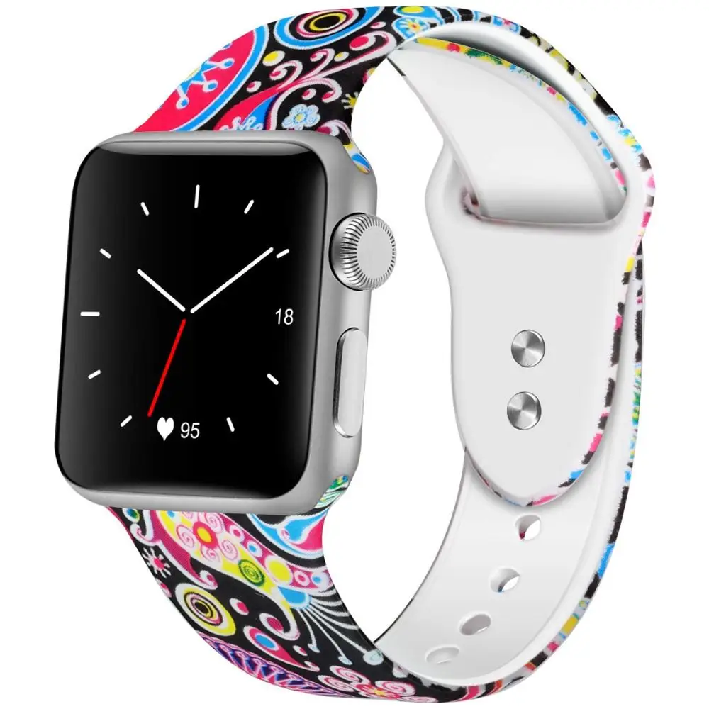 Apple Watch Band 42 мм 44 Медузы Мягкие силиконовые с рисунком Браслет замена ремешок для