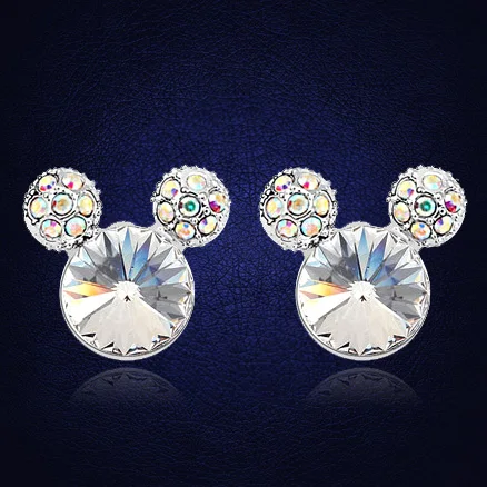 Натуральными кристаллами от Сваровски милые животные серьги для женщин и