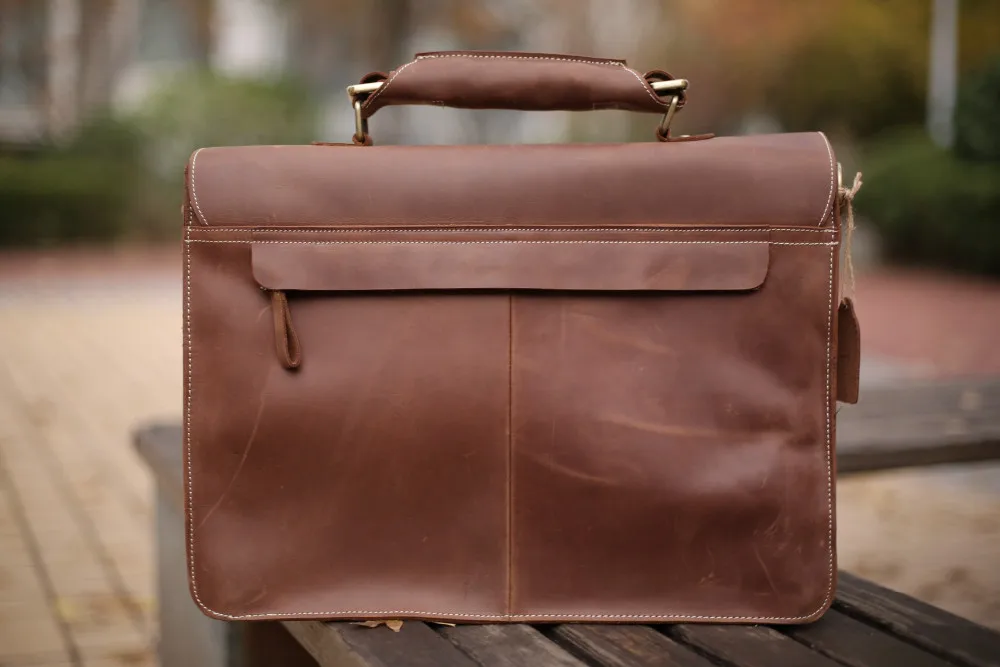 Rockcow мужские коричневые из толстой кожи 1" ноутбук Сумки Портфели Tote Бизнес офисные Чехол 1031