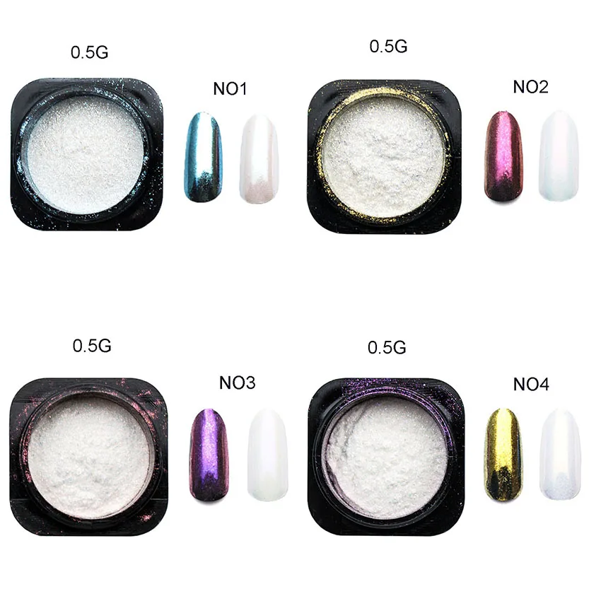 1 коробка Русалка жемчужный лак для ногтей порошок зеркальная полировка набор