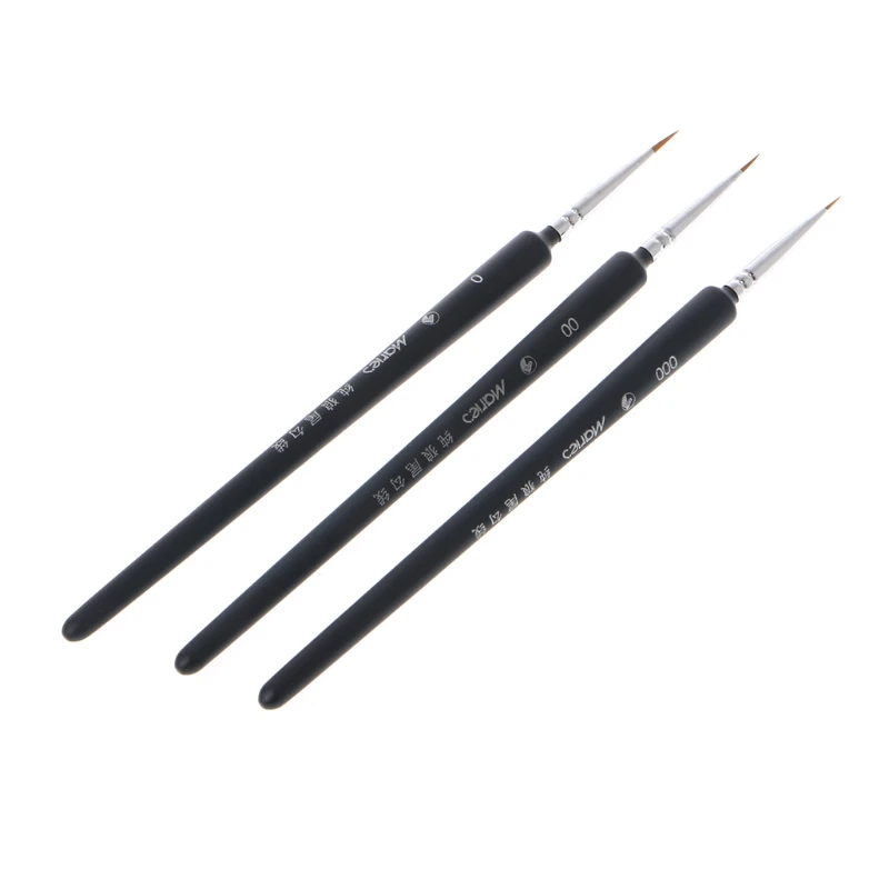 

1SET Professional Wolf Hair Detail Paint Brush Set 3 Sizes Miniatures Fine Detailing
