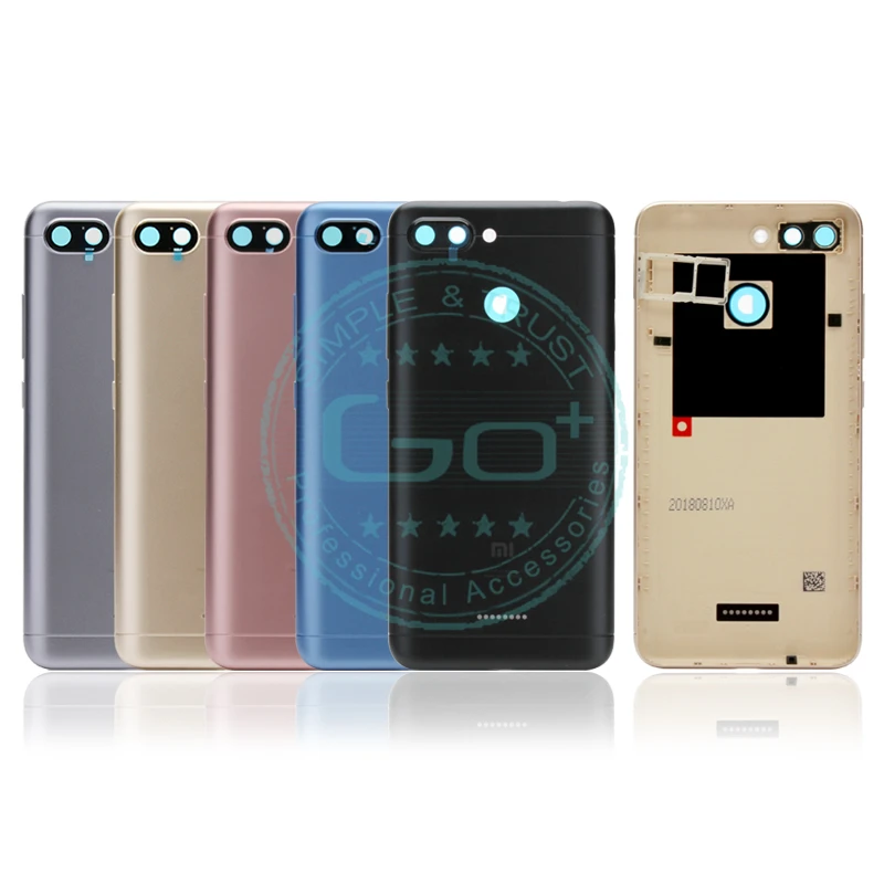 Original Redmi 6 Back Cover Battery Door Plastic Housing Xiaomi Redmi6 Panel + Camera Glass lens+ Card Slot Repair Parts | Мобильные
