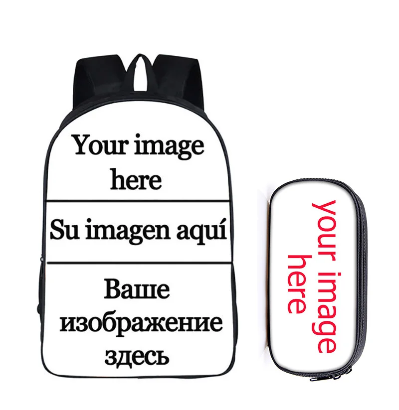 2pcs your picture 16 дюймов Mario Bros Sonic the Hedgehog, школьная сумка для детей, рюкзак для мальчиков, детские школьные наборы, сумка-карандаш, школьная сумка для малышей - Цвет: 2pcs your picture