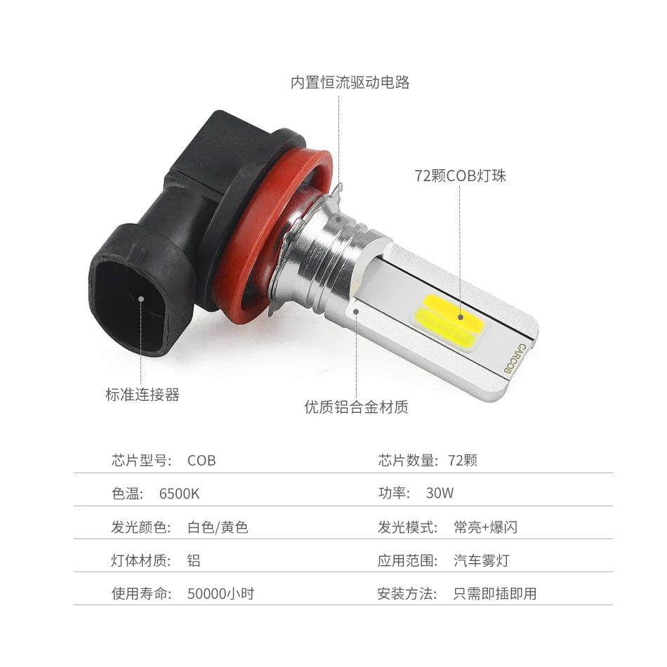 Комплект из 2 вещей одежда новые Противотуманные фары H11 30 W COB два Цвет Строб цвет: