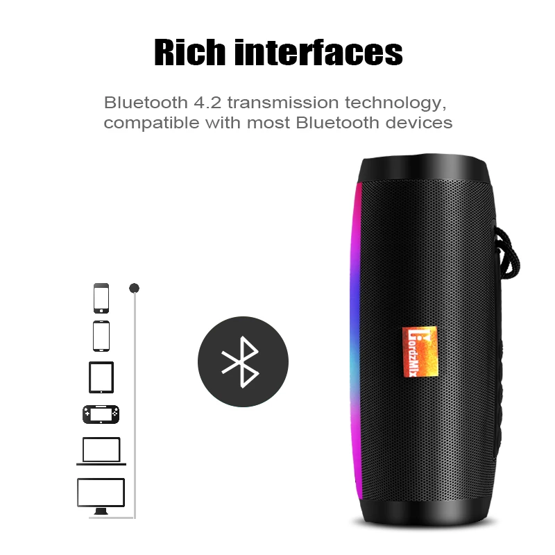 Беспроводной динамик водонепроницаемый цветной светодиодный спортивный Bluetooth