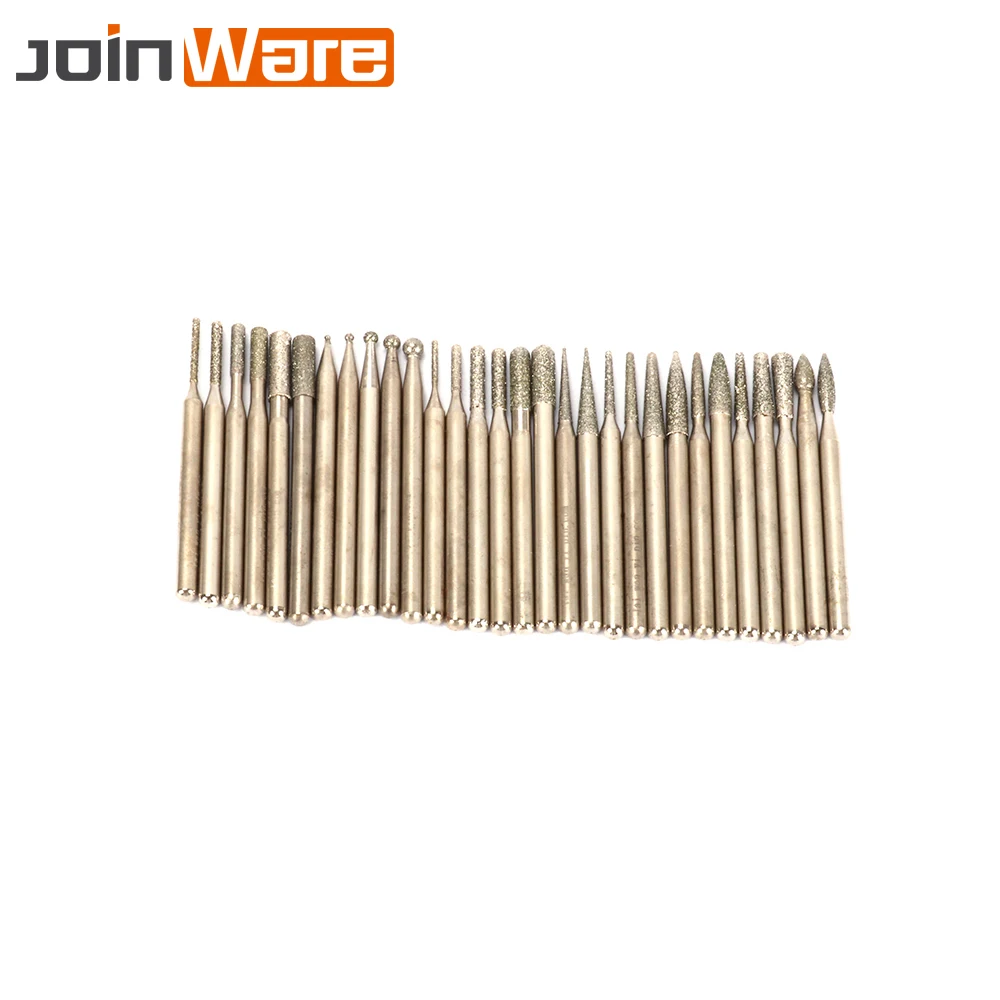 30 шт. 45 мм Алмазная Шлифовальная головка заусенец игла 3 хвостовик гравировка
