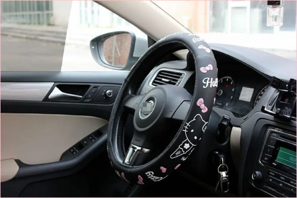 Мода hello kitty чехол рулевого колеса автомобиля милый мультфильм Латекс Чехлы