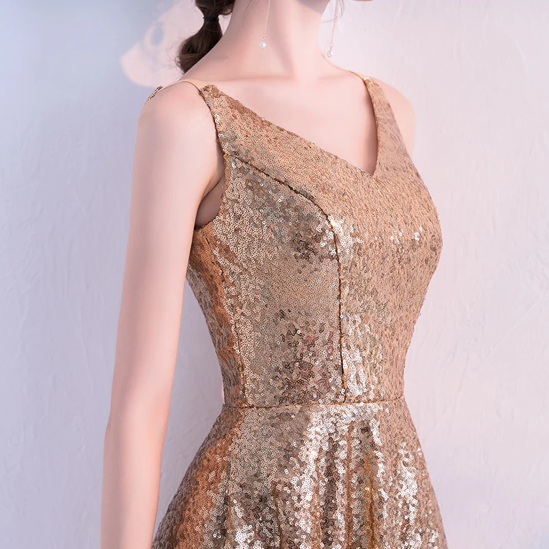 weiyin Sequined Cocktail Dresses 2018 New Elegant V Neck Sleeveless Backless Formal Party Gowns Above Knee Vestidos WY887 | Свадьбы и