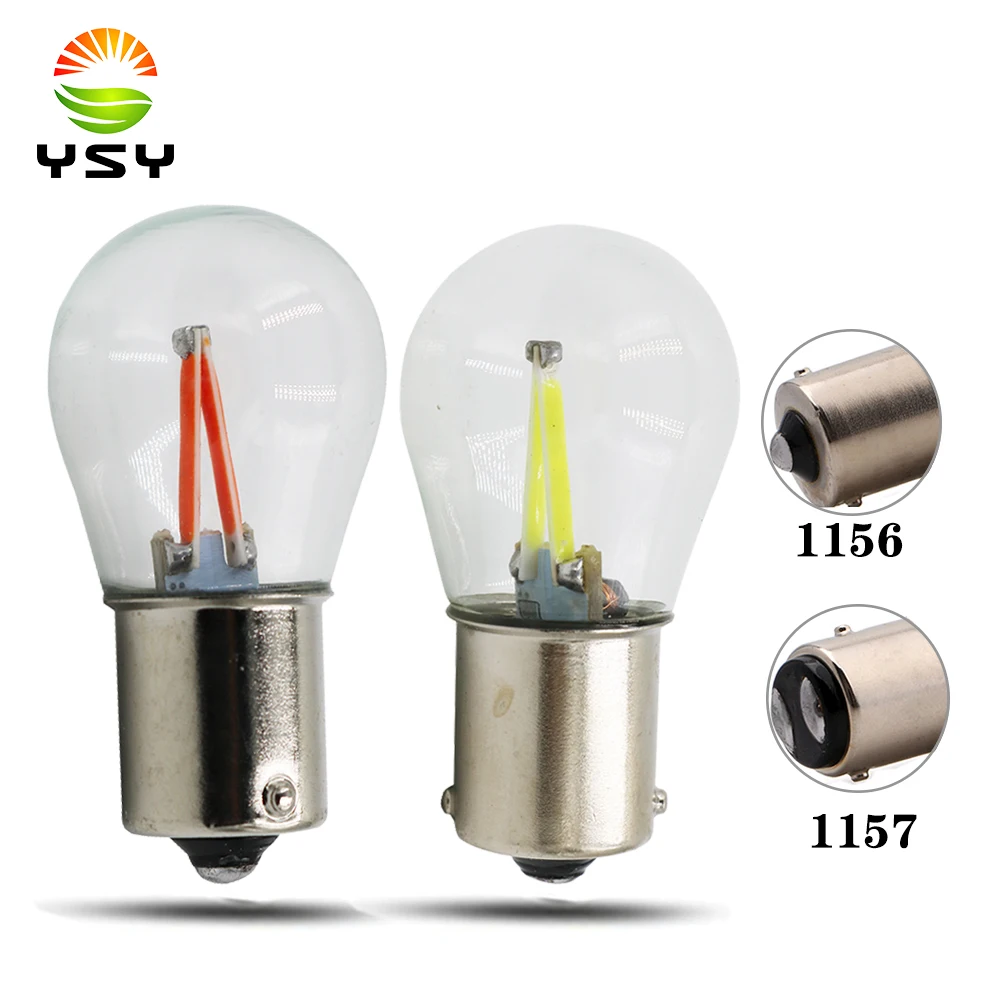 YSY 10X P21W светодиодный BA15S 1156 COB чипы накаливания 1157 BAY15D P21/5W автомобильный фонарь
