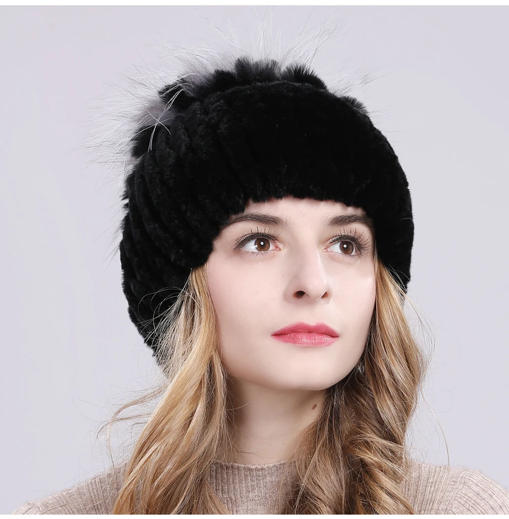Россия,, зимние шапки с натуральным мехом, женские шапки из натурального кролика Рекс, Хорошие эластичные вязаные шапки из меха кролика рекс