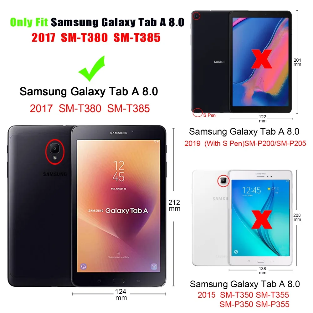 

PU Leather Case For Samsung Galaxy Tab A 8.0 2017 T380 T385 Tablet Cover For Samsung Tab A 8.0 Handbag Holder Case +Film+pen