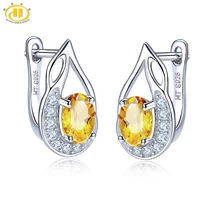 hutang citrine earrings natural gemstone solid 925 sterling silver fine fashion stone jewelry for womens birthday best gift new