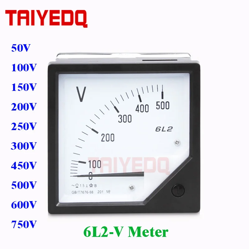 Аналоговый вольтметр 6L2 V 80 мм x AC50V 100 в 150 250 300 450 500 600 750 В|Измерители напряжения| |